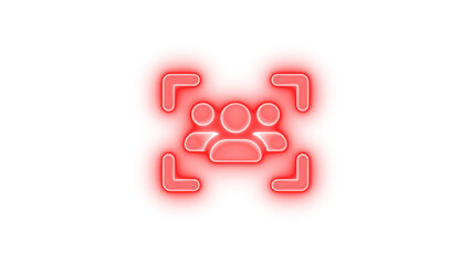 Users viewfinder icon red color glowing neon on black background