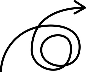 Long curved arrow, winding arrow in linear style