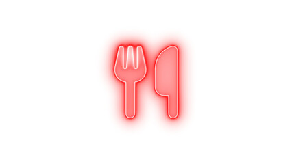 Utensils icon red color glowing neon on black background