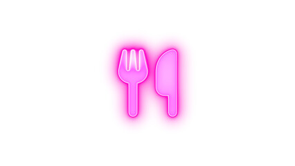 Utensils icon pink color glowing neon on black background