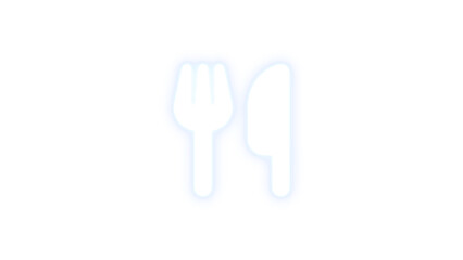 Utensils icon white  color glowing neon on black background