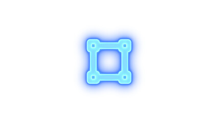 Vector square icon blue color glowing neon on black background