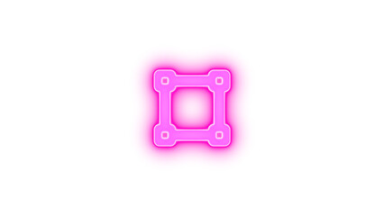 Vector square icon pink color glowing neon on black background