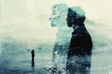 Surreal double exposure illustrating inner emptiness and the concept of alexithymia