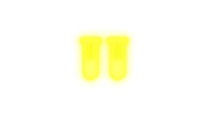 Vials icon yellow color glowing neon on black background