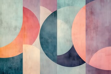 Abstract art composition featuring circular shapes modern gallery artwork indoor space close-up visual harmony