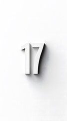17. A white background with number 17, bold and symmetrical, minimalist design