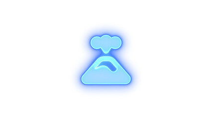 Volcano icon blue color glowing neon on black background