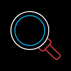 Magnifying glass vector icon on black background