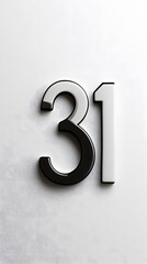 Naklejka premium 31. Number 31, in a sharp, modern typeface, centered on a plain white background