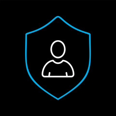 Privacy icon. Shield with person silhouette symbol