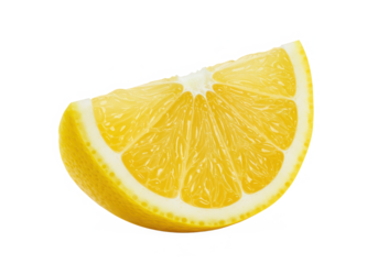 Fresh lemon wedge isolated on White background