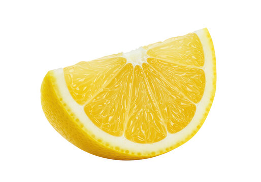 Fresh lemon wedge isolated on White background