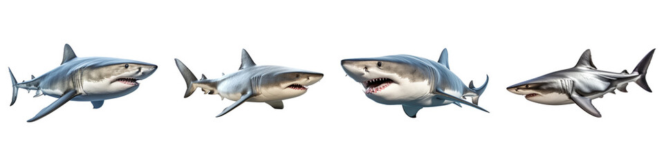 Fototapeta premium Shark catfish isolated on transparent background, PNG, Set of