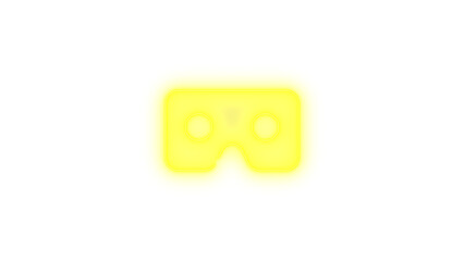 Vr cardboard icon yellow color glowing neon on black background
