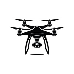 Modern drone camera vector illustration with drone camera icon silhouette