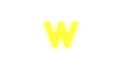 W icon yellow color glowing neon on black background