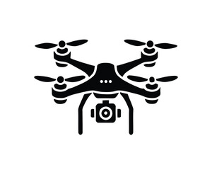 Modern drone camera vector illustration with drone camera icon silhouette