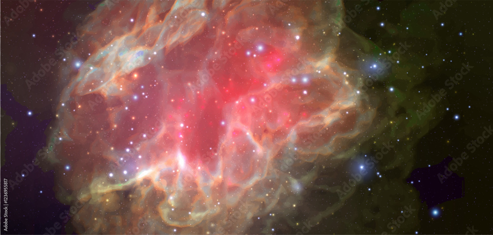 Wall mural space vector background with realistic nebula and shining stars. magic colorful galaxy with stardust