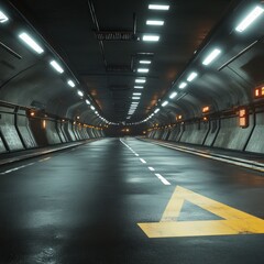 Futuristic tunnel road, city, underground, transport, dark, lights, architecture, background, design, travel