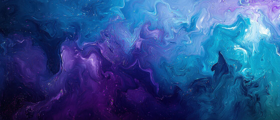 Obraz premium Dreamy abstract cosmic nebula in deep blue and violet hues
