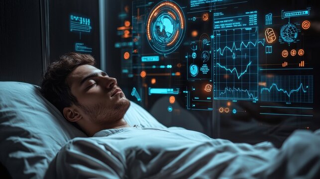 Futuristic medical diagnostics hospital room digital interface high-tech environment close-up view health and technology integration