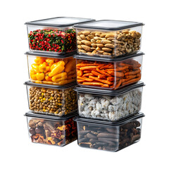 Stackable Airtight Storage Containers for Pantry Organizing Isolated on Transparent Background