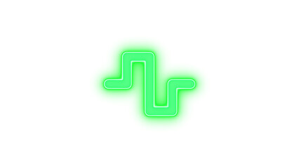 Wave square icon green color glowing neon on black background