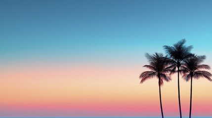 Breathtaking sunset with palm trees silhouetted against colorful sky