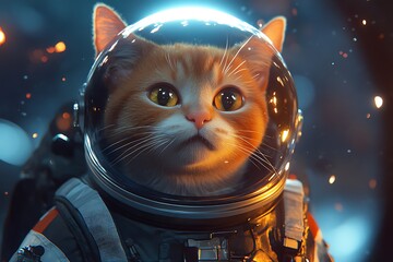 Adorable Orange Cat Astronaut Explores the Cosmos