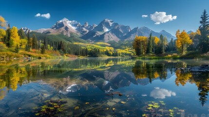 Summers Majestic Mountain Mirage in a Tranquil Lake Reflection