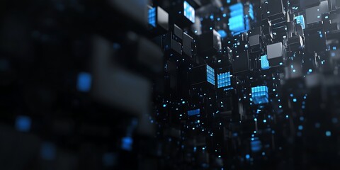 Futuristic Circuit Board with Glowing Blue Components