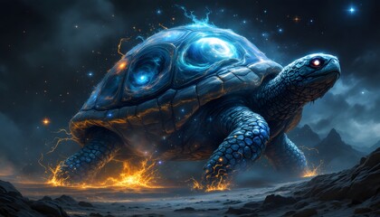 Cosmic Turtle Fantasy Art Magical Creature Digital Painting