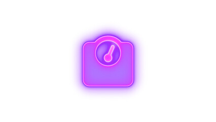 Weight scale icon purple color glowing neon on black background