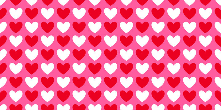 Fototapeta Red heart seamless pattern, love hearts background, Valentine's day holiday print texture, beautiful romantic wedding design backdrop