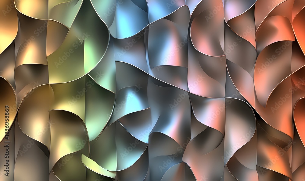 Poster abstract metallic wave pattern background