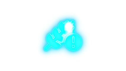 Wheat awn circle exclamation icon cyan color glowing neon on black background