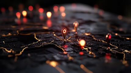 Transit Driver Appreciation Day Illuminated digital map with location pins