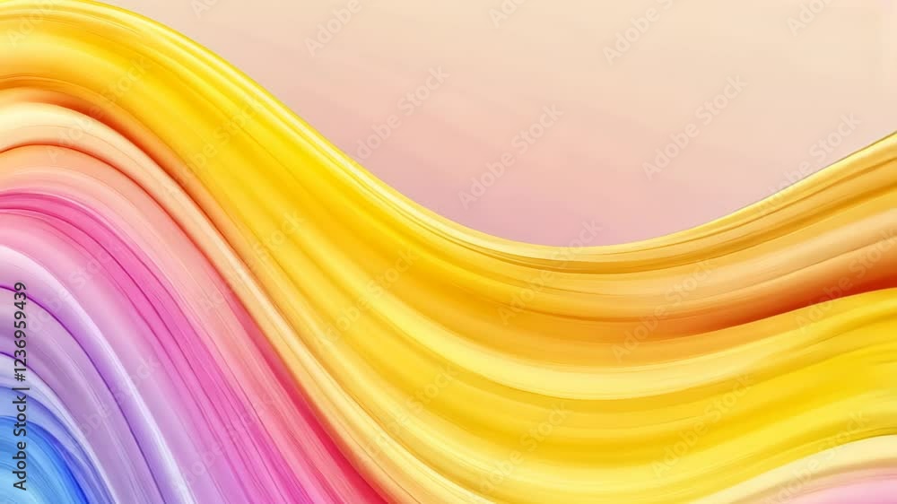 Poster rainbow gradient waves flowing in vibrant colors on transparent background for modern abstract desig