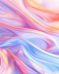 Fototapeta premium Abstract holographic waves in pink, blue and purple colors. Fluid texture background with copy space. Innovative and luxury concept.