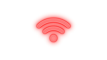Wifi icon red color glowing neon on black background