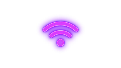 Wifi icon purple color glowing neon on black background