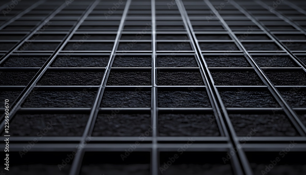 Poster dark grid pattern with textured black squares