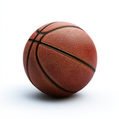 Obraz premium Detailed textured basketball on white background capturing sports energy