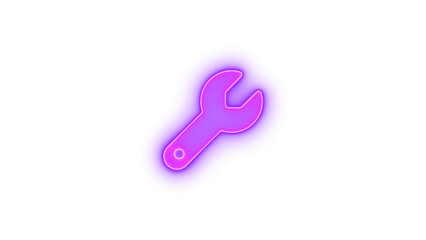 Wrench icon purple color glowing neon on transparent background