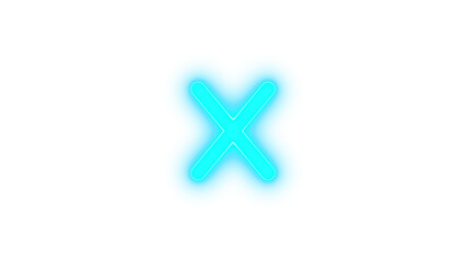 Obraz premium X icon cyan color glowing neon on transparent background
