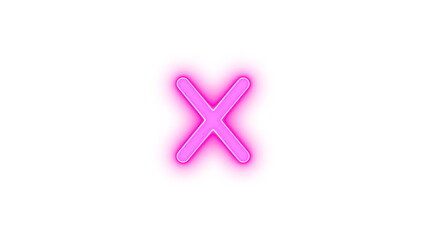 Obraz premium X icon pink color glowing neon on transparent background