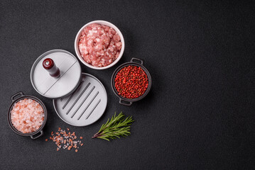 Metal press for making minced meat cutlets for burgers