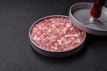 Metal press for making minced meat cutlets for burgers