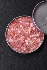 Metal press for making minced meat cutlets for burgers